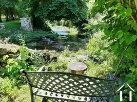 Seat in garden with river view